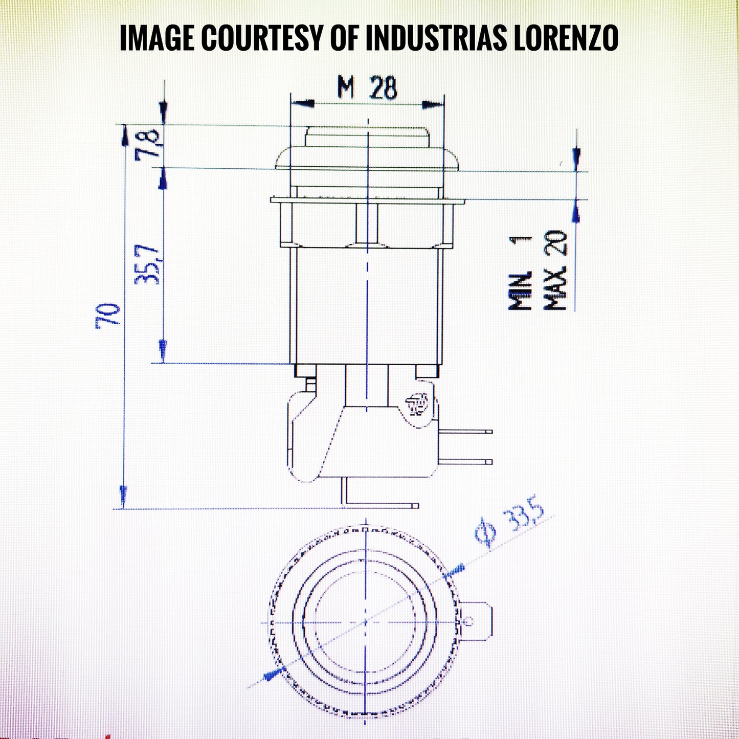 IL (Industrias Lorenzo) PSL-L 28mm long-stem pushbutton