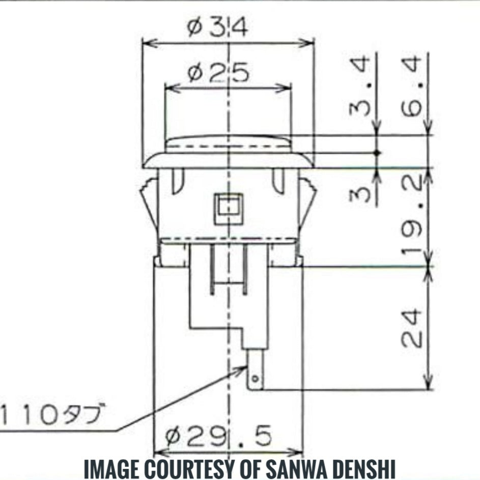 Sanwa OBSF-30RG (heavy-duty) push button