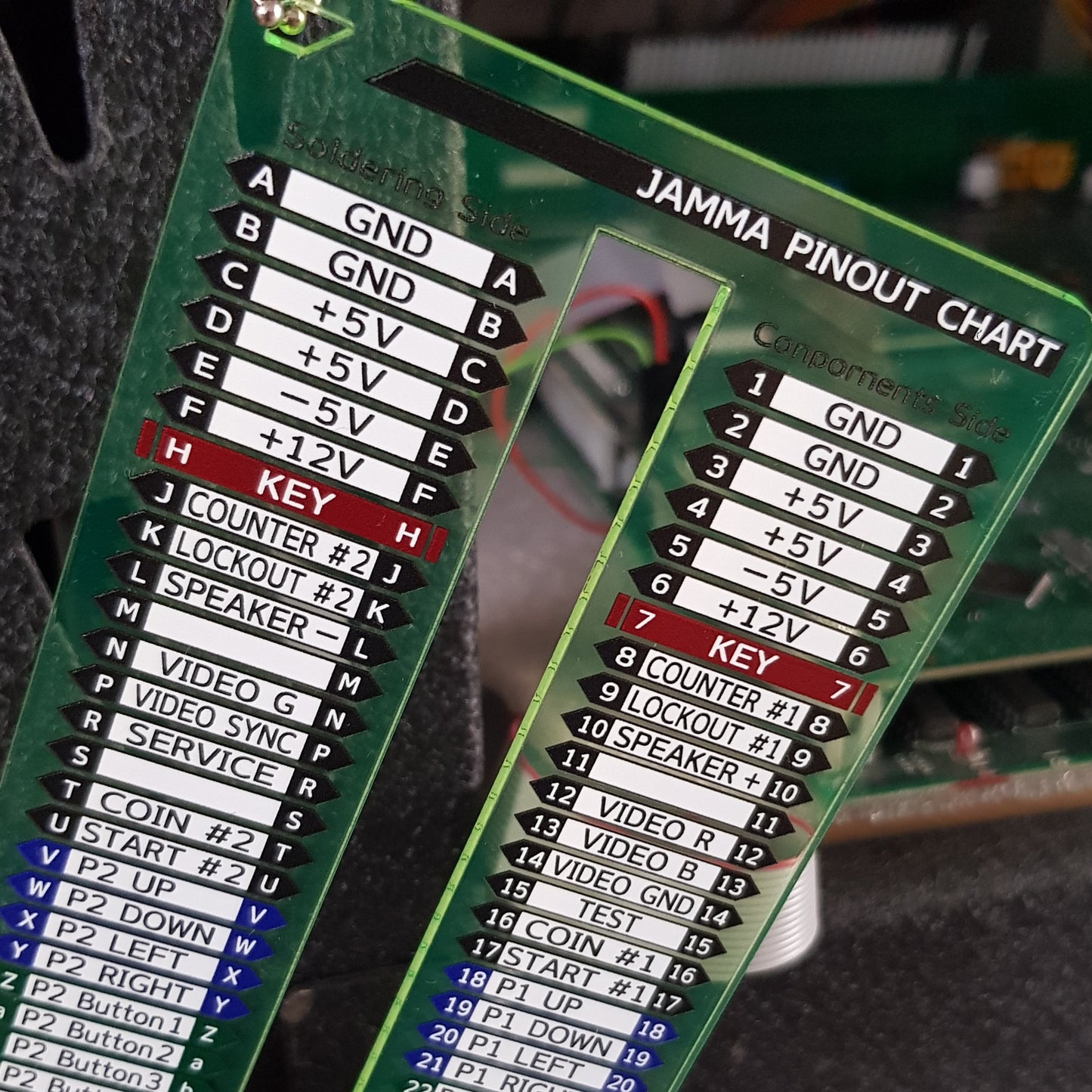 Murakumo Arts JAMMA Harness wiring table/keychain (English) [CQB Arcade Green Edition]